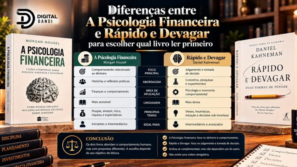 Diferenças entre A Psicologia Financeira e Rápido e Devagar para escolher qual livro ler primeiro