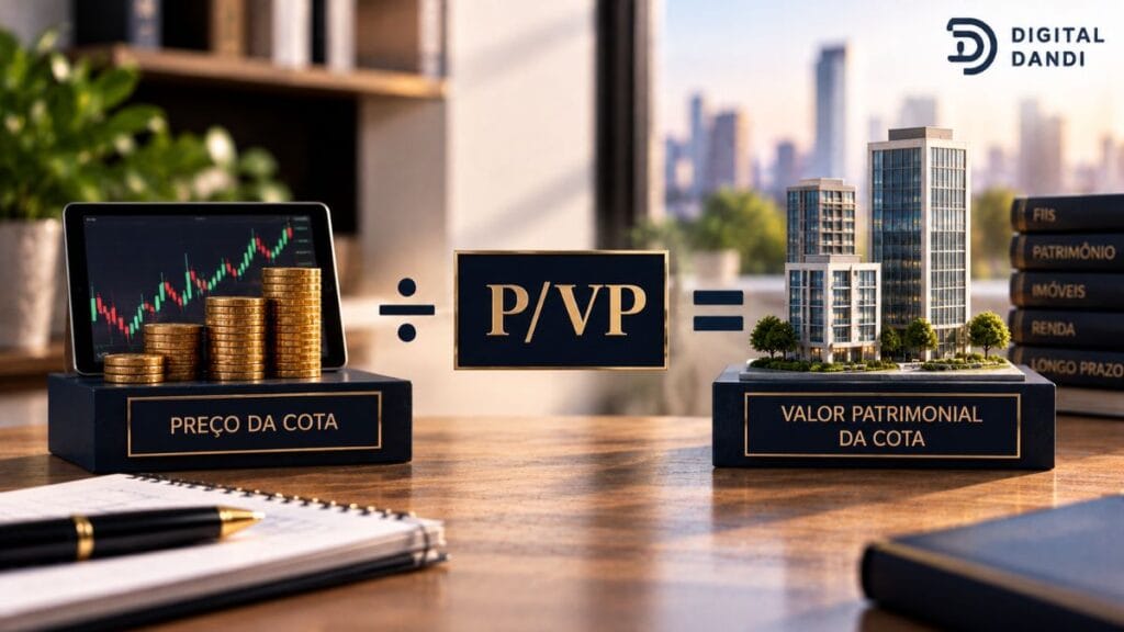 Comparação entre preço da cota e valor patrimonial de um fundo imobiliário